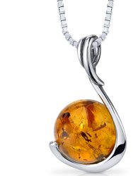 Baltic Amber Sphere Pendant Necklace Sterling Silver Cognac - Baltic Amber/Sterling silver