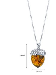 Baltic Amber Sterling Silver Acorn Pendant Necklace