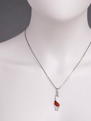 Baltic Amber Sterling Silver Giraffe Pendant Necklace Cognac Color