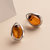 Baltic Amber Stud Earrings Sterling Silver Cognac Color Oval