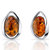 Baltic Amber Stud Earrings Sterling Silver Cognac Color Oval - Sterling silver