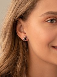 Black Opal Earrings Sterling Silver Oval Shape