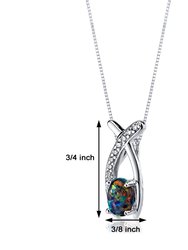Black Opal Pendant Necklace Sterling Silver Oval