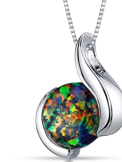 Peora Black Opal Pendant Necklace Sterling Silver Round product