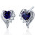 Blue Sapphire Earrings Sterling Silver Heart Shape 1.5 Carats - Silver/Blue