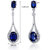 Blue Sapphire Earrings Sterling Silver Oval Shape