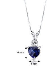 Blue Sapphire Pendant 14 Karat White Gold Heart 1.15 Carats