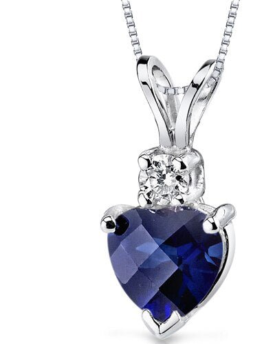 Peora Blue Sapphire Pendant 14 Karat White Gold Heart 1.15 Carats product