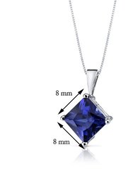 Blue Sapphire Pendant Necklace 14 Karat White Gold 3.38 Carats