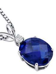 Blue Sapphire Pendant Necklace 14 Karat White Gold Oval 3.63 Cts