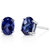 Blue Sapphire Stud Earrings 14 Karat White Gold Oval 2 Carats - Blue