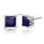 Blue Sapphire Stud Earrings Sterling Silver Princess Cut