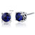 Blue Sapphire Stud Earrings Sterling Silver Round Shape