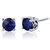 Blue Sapphire Stud Earrings Sterling Silver Round Shape - Blue