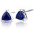 Blue Sapphire Stud Earrings Sterling Silver Trillion Shape 2 Ct