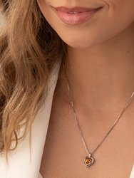 Citrine Sterling Silver Heart in Heart Pendant Necklace