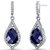 Created Blue Sapphire Tear Drop Dangle Earrings Sterling Silver - Sterling silver