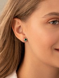 Emerald Earrings Sterling Silver Heart Shape