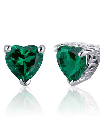 Peora Emerald Earrings Sterling Silver Heart Shape product