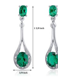 Emerald Earrings Sterling Silver Oval Shape