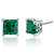 Emerald Earrings Sterling Silver Princess Cut 2 Carats - Green