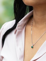 Emerald Pendant Necklace 14 Karat White Gold Heart 0.74 Carats