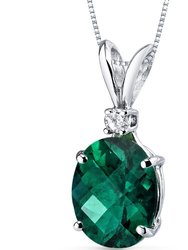 Emerald Pendant Necklace 14 Karat White Gold Oval 2.29 Carats - Green