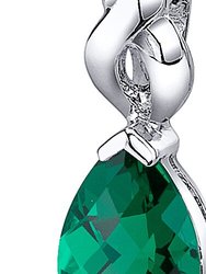 Emerald Pendant Necklace Sterling Silver Pear Shape 3 Carats
