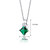 Emerald Pendant Necklace Sterling Silver Princess Cut 2 Carats
