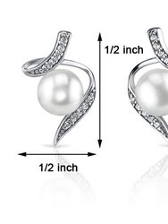 Freshwater Pearl Earrings Sterling Silver Round Button 6.5mm