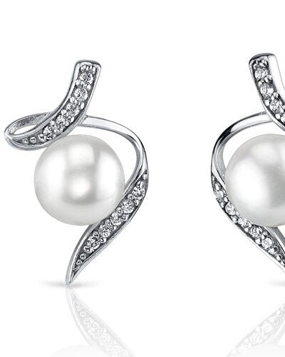 Peora Freshwater Pearl Earrings Sterling Silver Round Button 6.5mm product