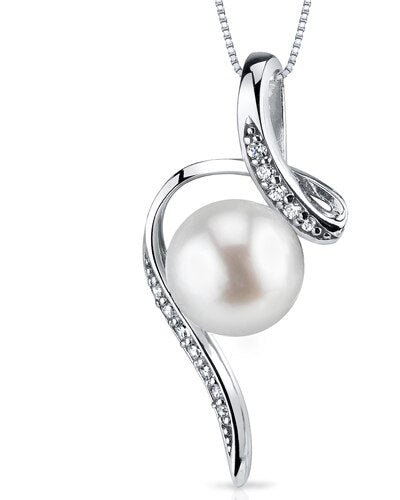 Peora Freshwater Pearl Pendant Necklace Sterling Silver Button 8 Mm product