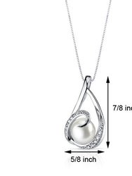 Freshwater Pearl Pendant Necklace Sterling Silver Button 8 Mm