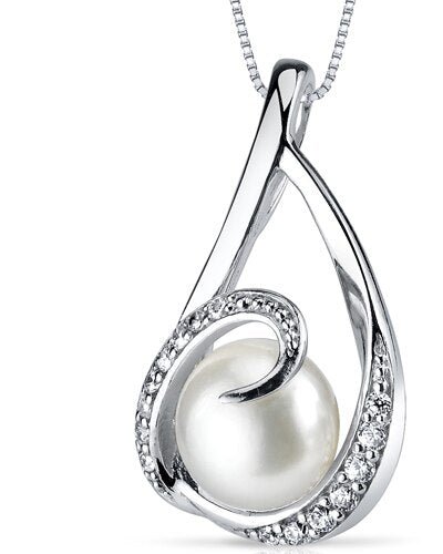 Peora Freshwater Pearl Pendant Necklace Sterling Silver Button 8 Mm product