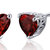 Garnet Stud Earrings Sterling Silver Heart Shape 2 Carats