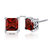 Garnet Stud Earrings Sterling Silver Princess Cut 2.5 Carats