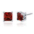 Garnet Stud Earrings Sterling Silver Princess Cut 2.5 Carats - Red