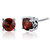 Garnet Stud Earrings Sterling Silver Round Shape 2 Carats - Red