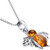 Genuine Baltic Amber Bee Pendant Necklace in Sterling Silver