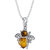 Genuine Baltic Amber Bee Pendant Necklace in Sterling Silver - Orange