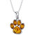 Genuine Baltic Amber Paw Print Charm Pendant Necklace in Sterling Silver - Orange