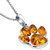 Genuine Baltic Amber Paw Print Charm Pendant Necklace in Sterling Silver