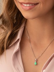 Green Opal Pendant Necklace Sterling Silver Pear 1.75 Carats