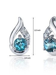 London Blue Topaz Earrings Sterling Silver Round Shape 1 Carats
