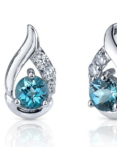 Peora London Blue Topaz Earrings Sterling Silver Round Shape 1 Carats product