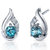 London Blue Topaz Earrings Sterling Silver Round Shape 1 Carats - Blue
