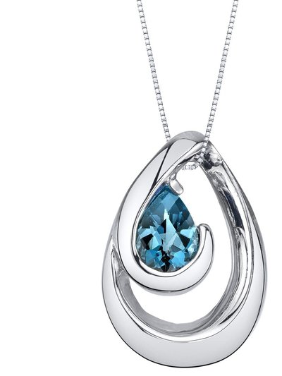 Peora London Blue Topaz Sterling Silver Wave Pendant Necklace product