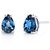 London Blue Topaz Stud Earrings 14 Karat White Gold Pear Shape - Blue