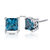 London Blue Topaz Stud Earrings Sterling Silver Princess Cut