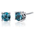 London Blue Topaz Stud Earrings Sterling Silver Round Cut 2 Cts - Blue